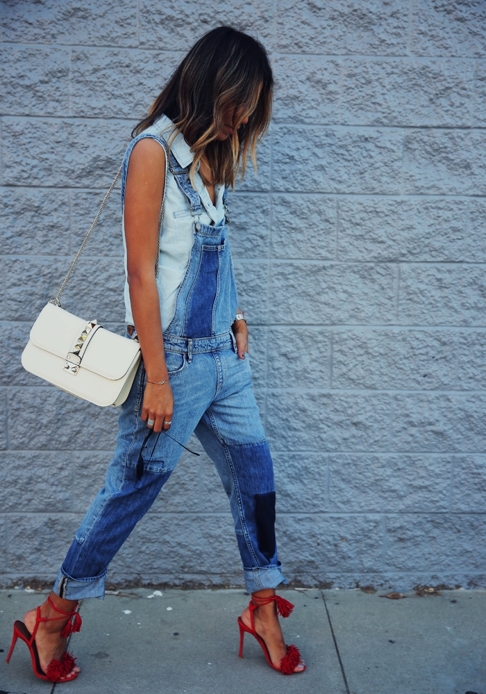 denim overalls with heels